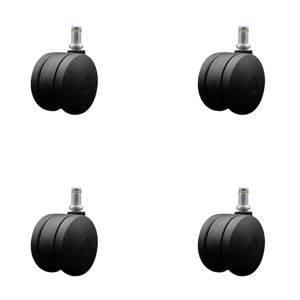 3'' Office Chair Casters Nylon Twin Wheel 7/16'' Grip Ring Stem , 4PK
